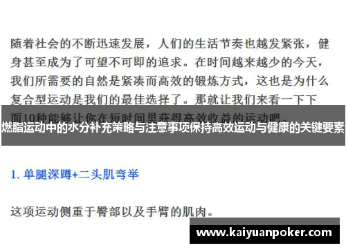 燃脂运动中的水分补充策略与注意事项保持高效运动与健康的关键要素